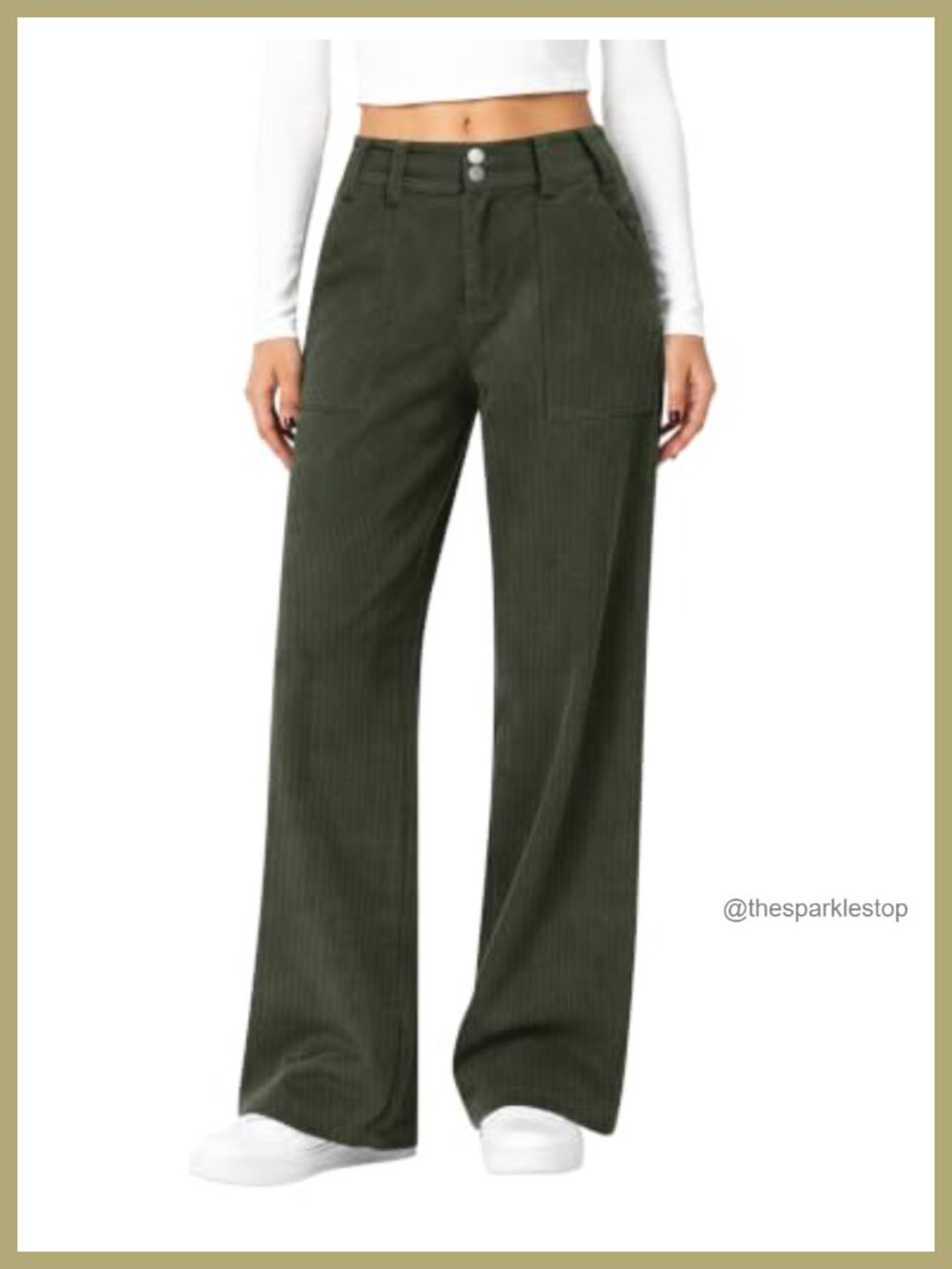 Women's Corduroy Wide Leg Pants Mid Rise Relaxed Fit Casual Fall Winter